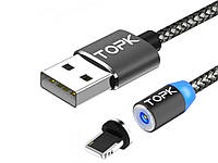 Магнітний Micro USB кабель Topk для iPhone X 8 7 6 5S SE ios Чорний Хіт продажу!