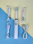 Електрична акумуляторна зубна щітка Shuke SK-601 (з 4-ма насадками, 5 режимів роботи), біла