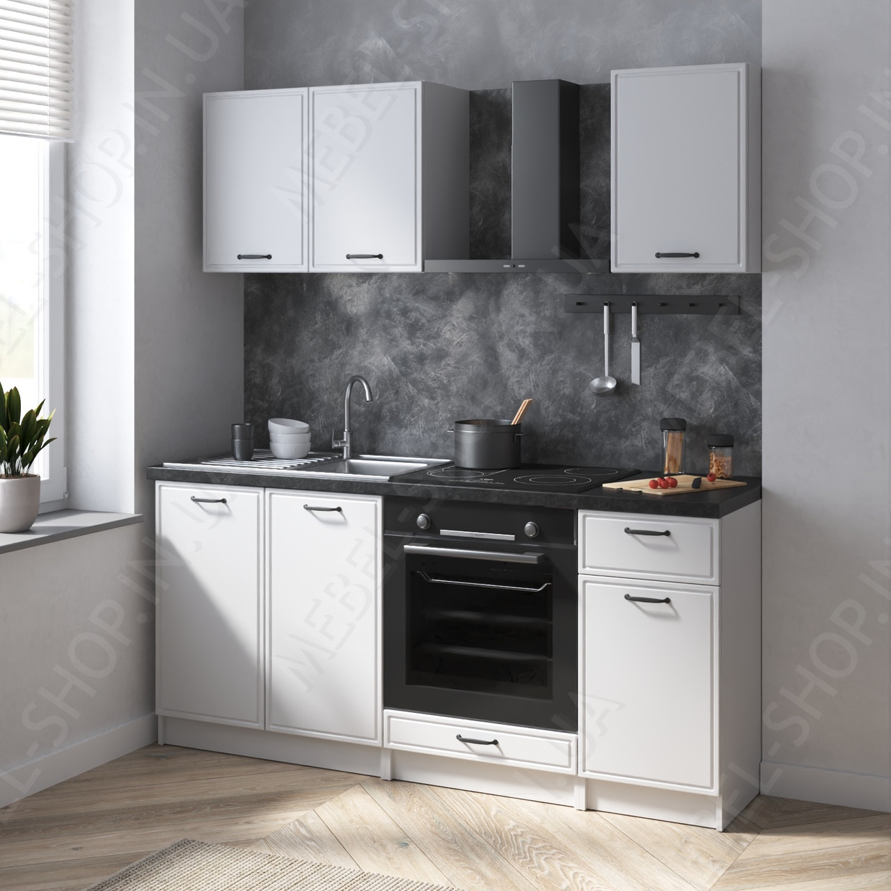 Кухонний комплект меблів 1.2 м верх, 1.8 м низ з МДФ фасадом Кухня з тумбою під духову шафу та для мийки, фото 1