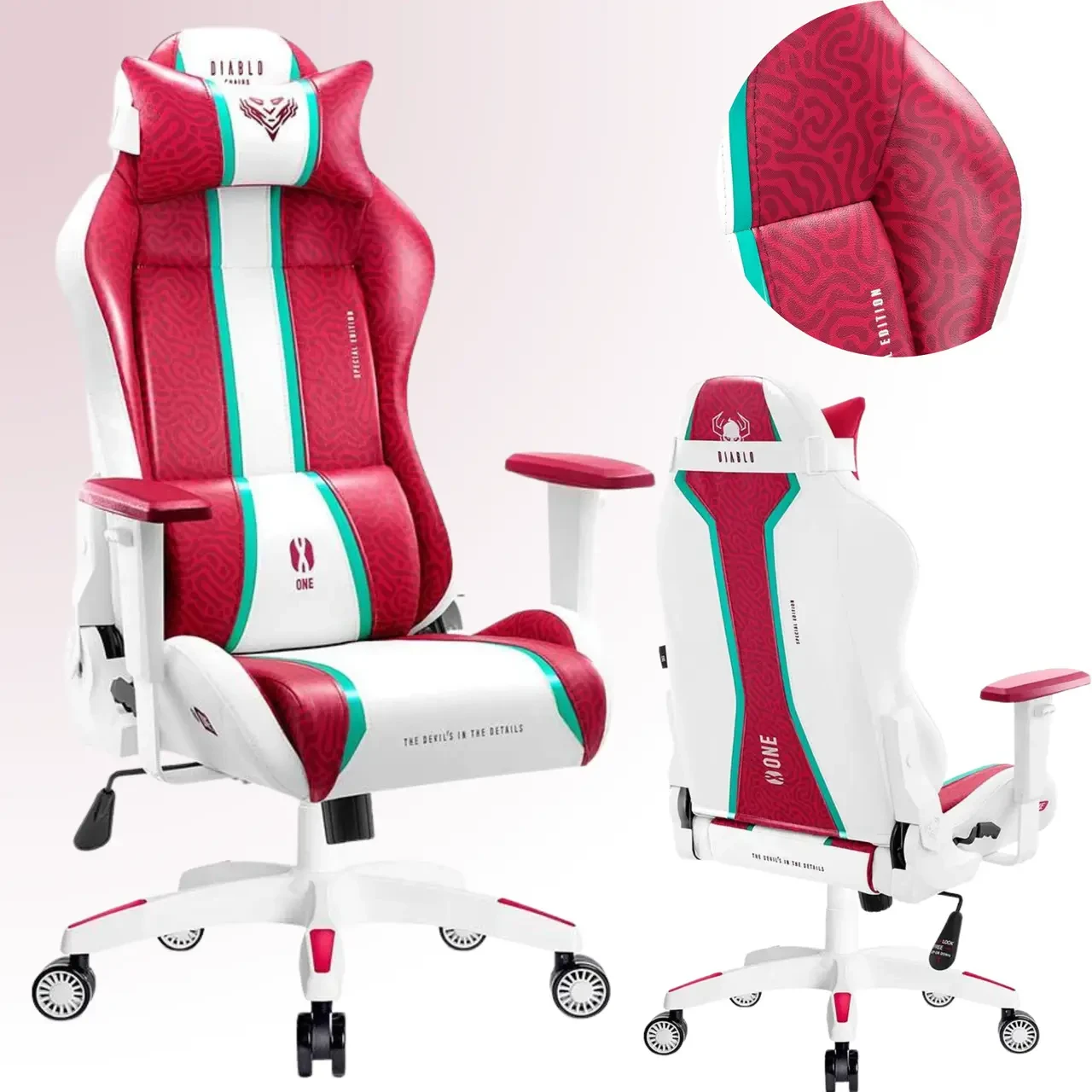 Кресло игровое Diablo Chairs X-One 2.0 King Size Candy Rose (эко кожа) - фото 9 - id-p1806817863