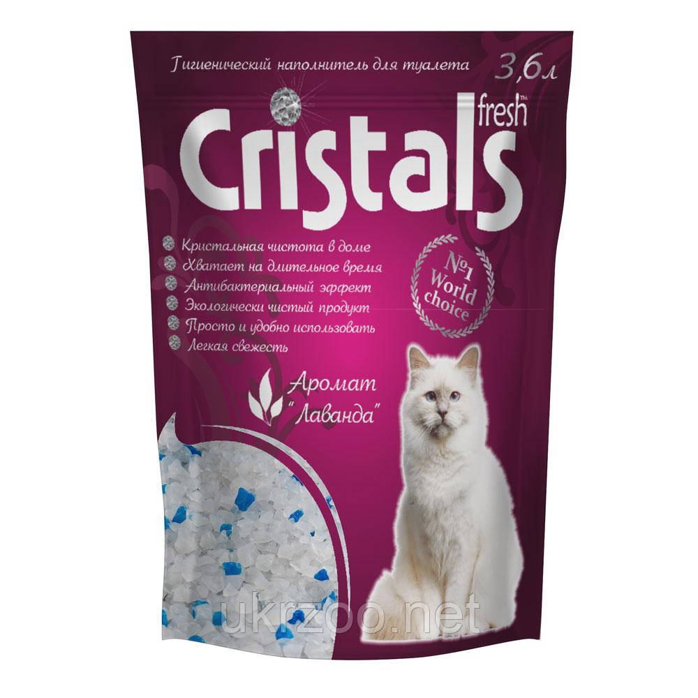 Силікагелевий наповнювач для котів кристал Cristal Fresh з лавандою 3,6 л