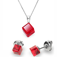 Серебряный комплект Spark со Swarovski Cube Small WKJ48416SI