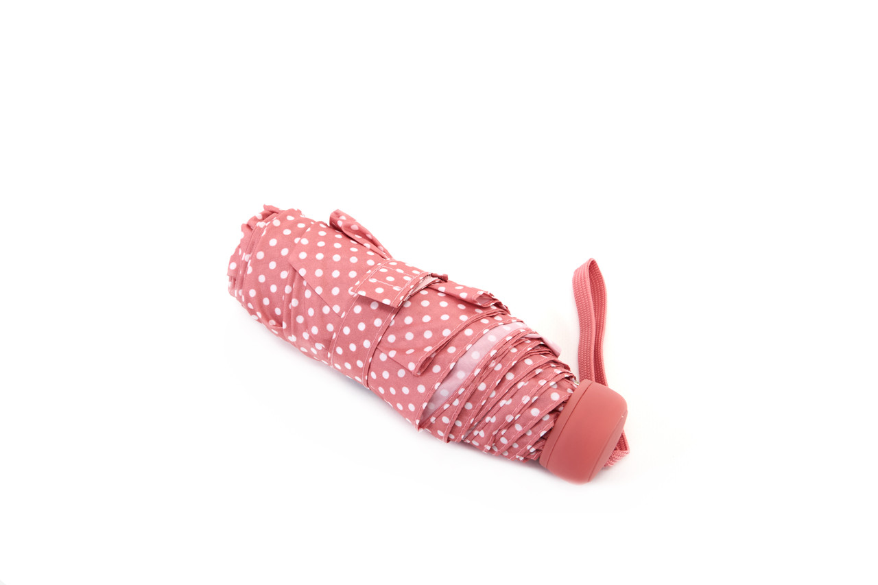 Парасолька-Міні жіноча SUSINO механічна в горошок рожева