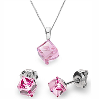 Серебряный комплект Spark со Swarovski Cube Small WKJ48416LR