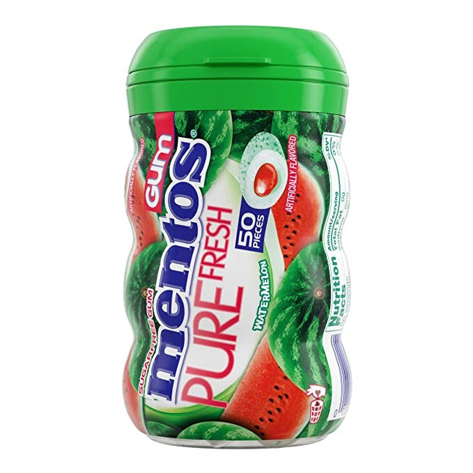 Жувальна гумка Mentos Pure Fresh кавун без цукру з ксилітом , 50 шт., фото 1