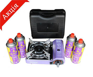 Портативна газова плитка Orcamp CK-506 + 4 картриджи 227 г (КМА)