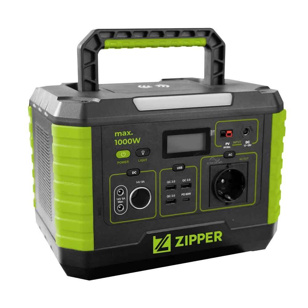 Портативна зарядна станція Zipper ZI-PS1000 для ноутбука смартфона з потужністю 1000 Вт та сонячною зарядкою