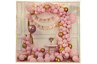 Декор до дня народження: банер, кульки, рожевий с золотом ООПТ