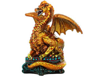 Скляна ялинкова іграшка дракон на скарбах символ року   Mostowski Family Дракон