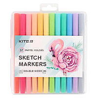 Скетчмаркеры 12 цветов, KITE PASTEL (K22-045)