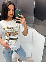 Трендовая женская футболка с леопардовым принтом