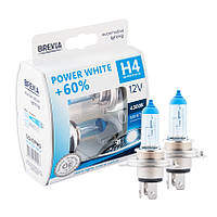 Лампа H4 12в яр. +60% Power WHITE 4300К, (12040PWS), (Brevia)