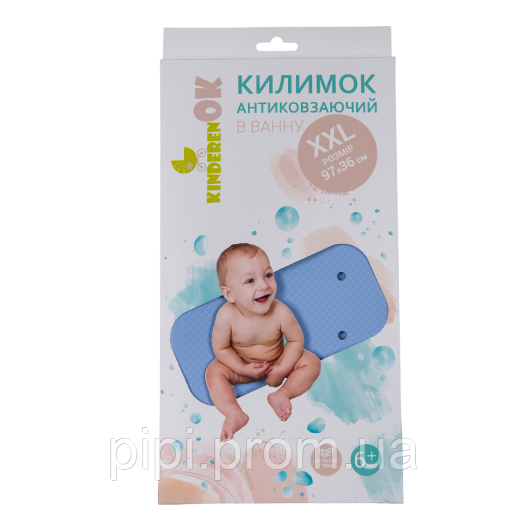 Kinderenok Антиковзаючий гумовий килимок для ванни XXL (синій)