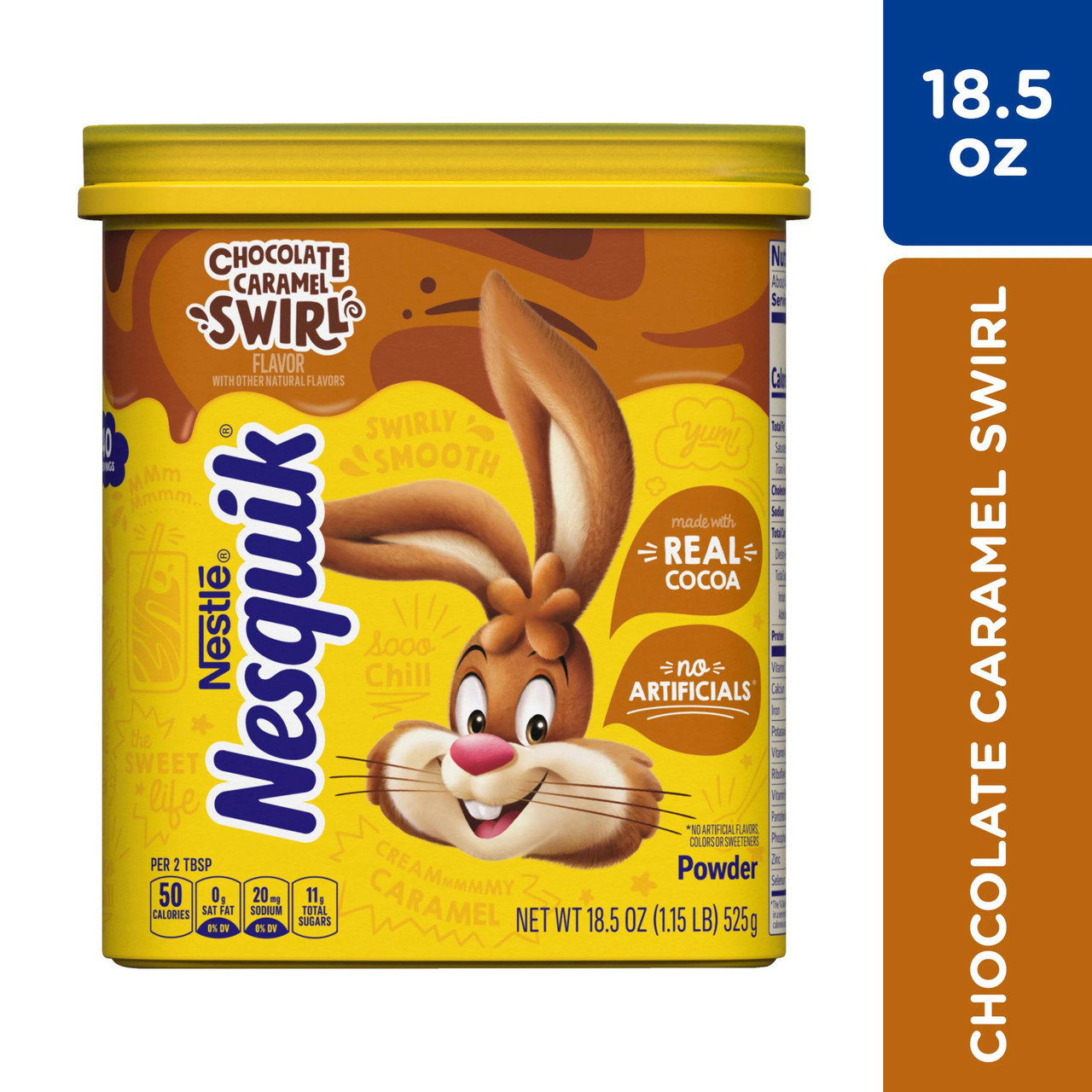 Какао Nestle Nesquik Chocolate Caramel Swirl Flavor Powdered Drink Mix 525g, фото 1