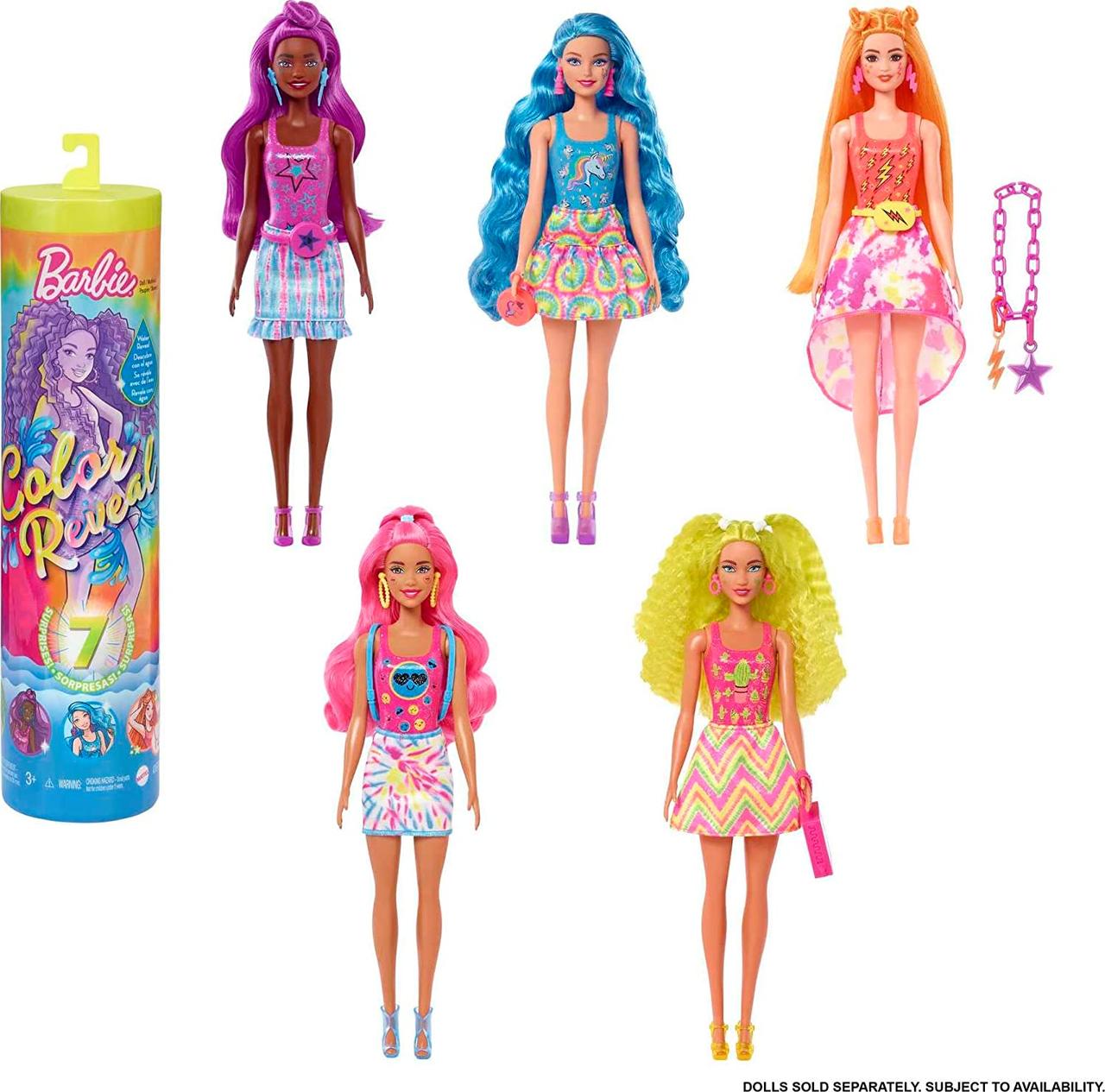 Кукла сюприз Barbie Color Reveal Neon Colors Tie-Dye Барбі