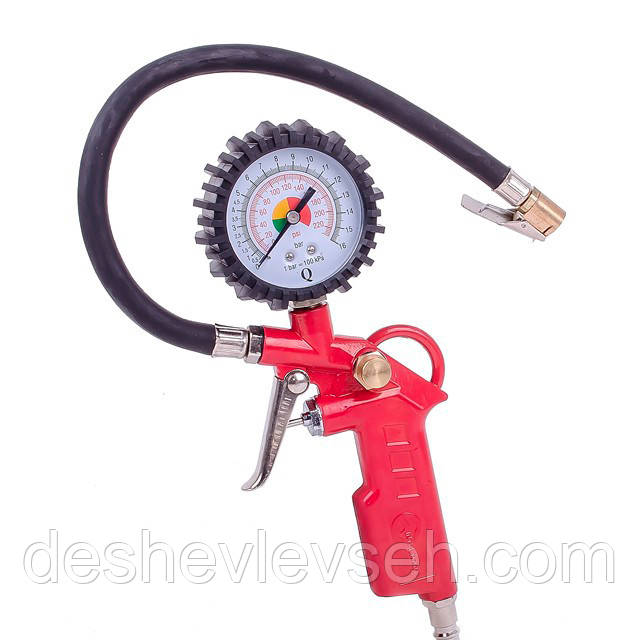 Пістолет Intertool для підкачування коліс з манометром 63 мм пневматичний (блістер), (PT-0503), (Intertool), фото 1