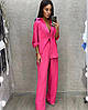 Однотонний Вільний жіночий костюм двійка Сорочка Штани із Креп Жниварки Колір Малиновий, фото 8