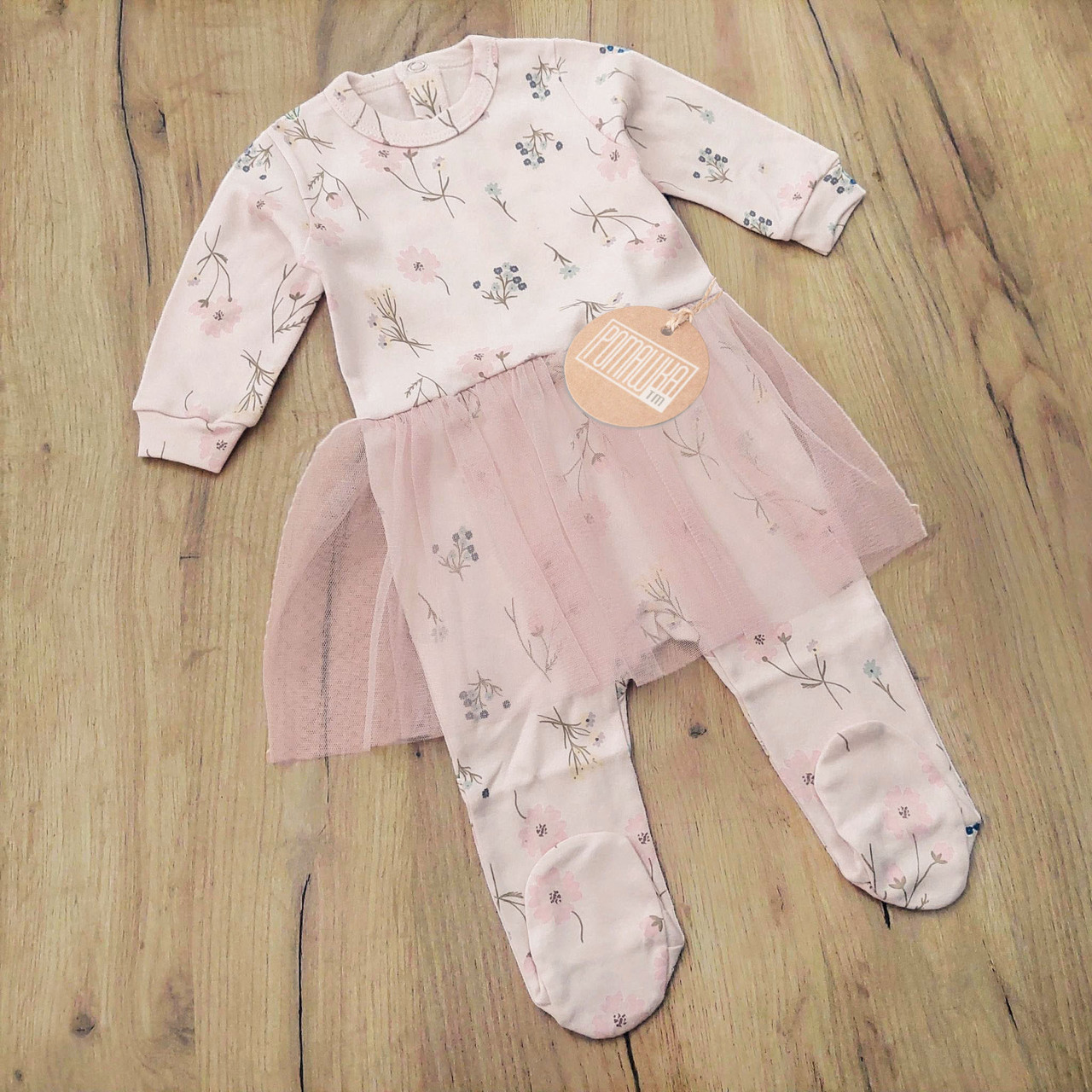 74 5-7 міс святковий нарядний костюм комбінезон чоловічок зі спідничкою для новонароджених дівчинки 8151 РЗ