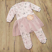 74 5-7 міс святковий нарядний костюм комбінезон чоловічок зі спідничкою для новонароджених дівчинки 8151 РЗ