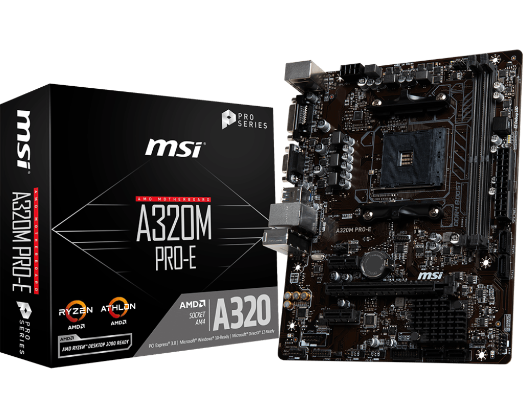 Материнська плата MSI A320M PRO-E (mATX, AMD A320, PCI-Ex16) sAM4