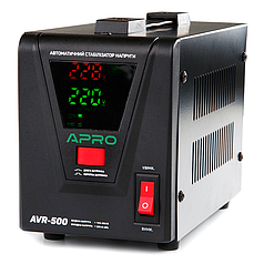 Стабілізатор напруги релейний APRO AVR-500 : 400 Вт, релейний, Led-дисплей, вага 2.15 кг