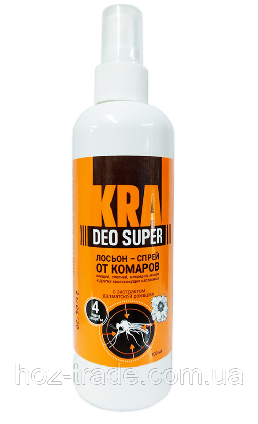 Спрей проти комарів москітів мошки кліщів "KRA" 100 мл.
