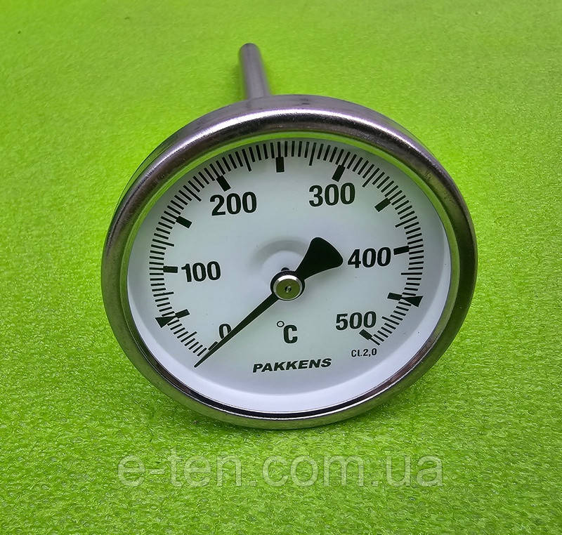 Термометр осьовий трубчатий PAKKENS Ø63мм / Tmax = 500°С / гільза L=200мм (з різьбою 1/2")  Туреччина