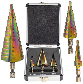 Набір ступеневих кобальтових свердел по металу 4-39 мм, 3 шт. Vorfal V06027