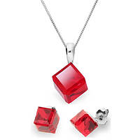 Серебряный комплект Spark со Swarovski Cube WKJ48418SI