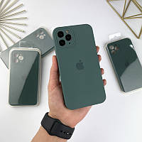 Силиконовый чехол на Айфон 11 Про с квадратными бортами | iPhone 11 Pro Pine green (55)