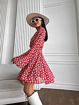 Квіткова жіноча сукня з відкритою спиною та рукавами кльош шифон Smdi8081, фото 3