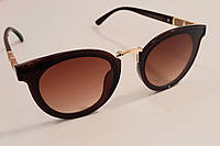 Солнцезащитные круглые женские очки "бабочки" премиум-качество комфортные для глаз коричневые
