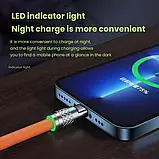 Кабель USB 3в1 для швидкого заряджання до 120 W 6A Type-C/Lightning (IPhone)/Micro-usb надгнучкий — Помаранчевий, фото 11
