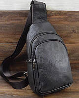 Чоловіча сумка-слінг з натуральної шкіри TIDING BAG A25F-70-1A чорна, фото 2