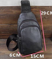Чоловіча сумка-слінг з натуральної шкіри TIDING BAG A25F-70-1A чорна, фото 9
