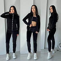 Зручний жіночий велюровий костюм кофта на блискавці та штани Da5391, фото 4