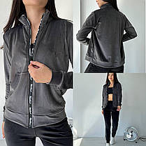 Зручний жіночий велюровий костюм кофта на блискавці та штани Da5391, фото 5