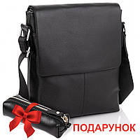 Мужская сумка через плечо из натуральной кожи Tiding Bag A25-1291A черная