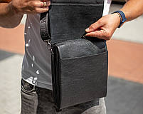 Чоловіча шкіряна сумка-месенджер через плече BEXHILL TD-99012 чорний, фото 6