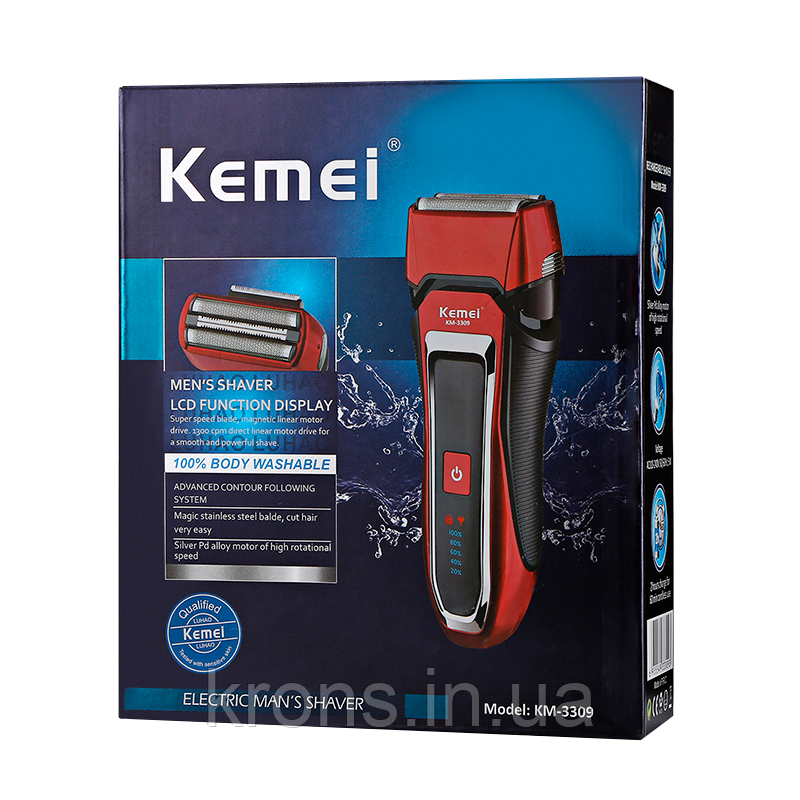 Чоловіча електробритва Kemei KM-3309 кем професійна