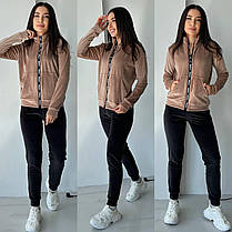 Повсякденний жіночий велюровий костюм кофта на блискавці та штани Da5392, фото 2