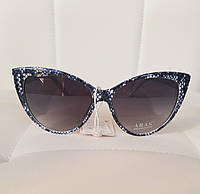 Солнцезащитные женские очки "бабочки" белая оправа принт питон