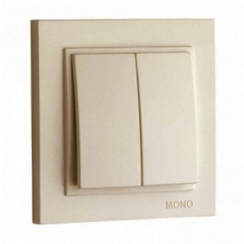 Вимикач подвійний кремовий Mono Electric DESPINA, Вимикач двоклавішний, фото 1