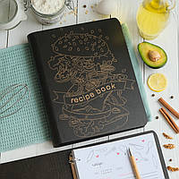 Книга для записей кулинарных рецептов "SWEET RESIPES" деревянная подставка и ручка в подарок А4