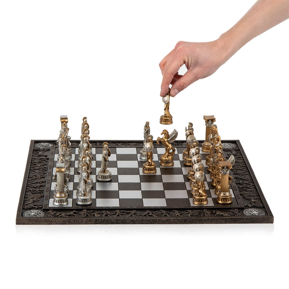 Набір елітних подарункових шахів Греція чорна дошка 43,3х43,3 см фігурки з полістоуну 77745AB