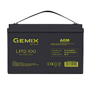 Гелієвий акумулятор 100 А·год для ДБЖ AGM Gemix LP12-100 гелева батарея