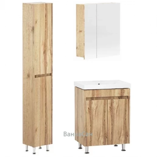 Коричневый комплект мебели в ванную 60 см шириной Респект Nerro 38558 ...