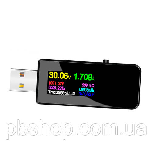 USB тестер 13в1 струму напруги ємності мАг Вт Втг D+ D- Atorch U96P