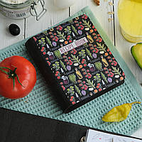 Книга для записей кулинарных рецептов "RESIPE BOOK" деревянная подставка и ручка в подарок