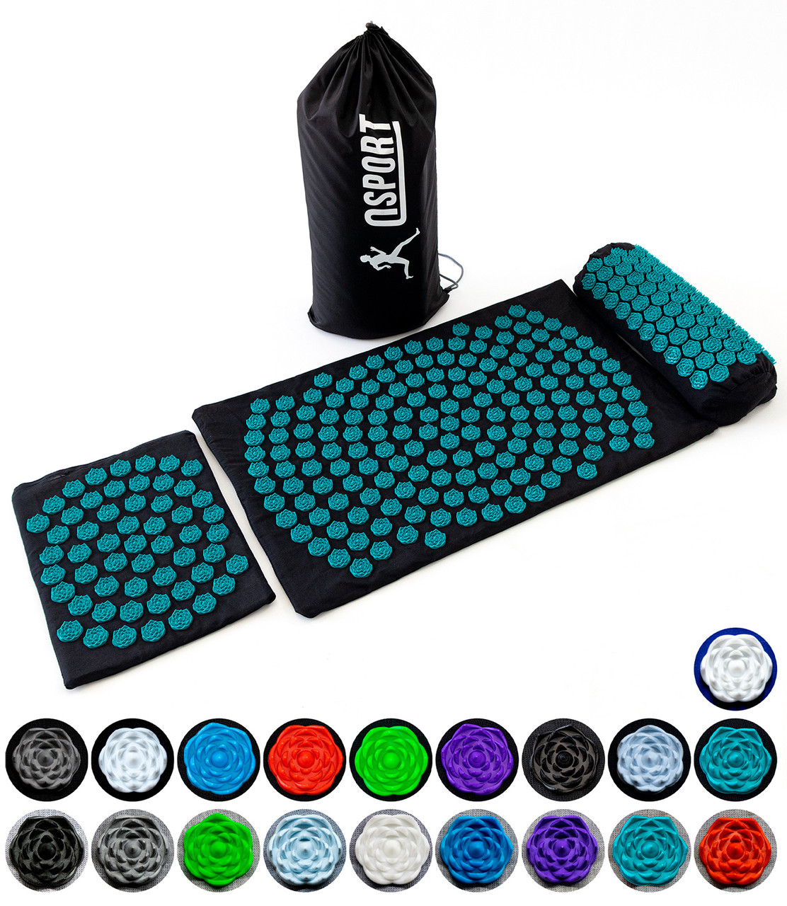 Масажний килимок Аплікатор Кузнєцова + валик + подушка масажер для спини/шиї/ніг OSPORT Lotus Set (n-0003)